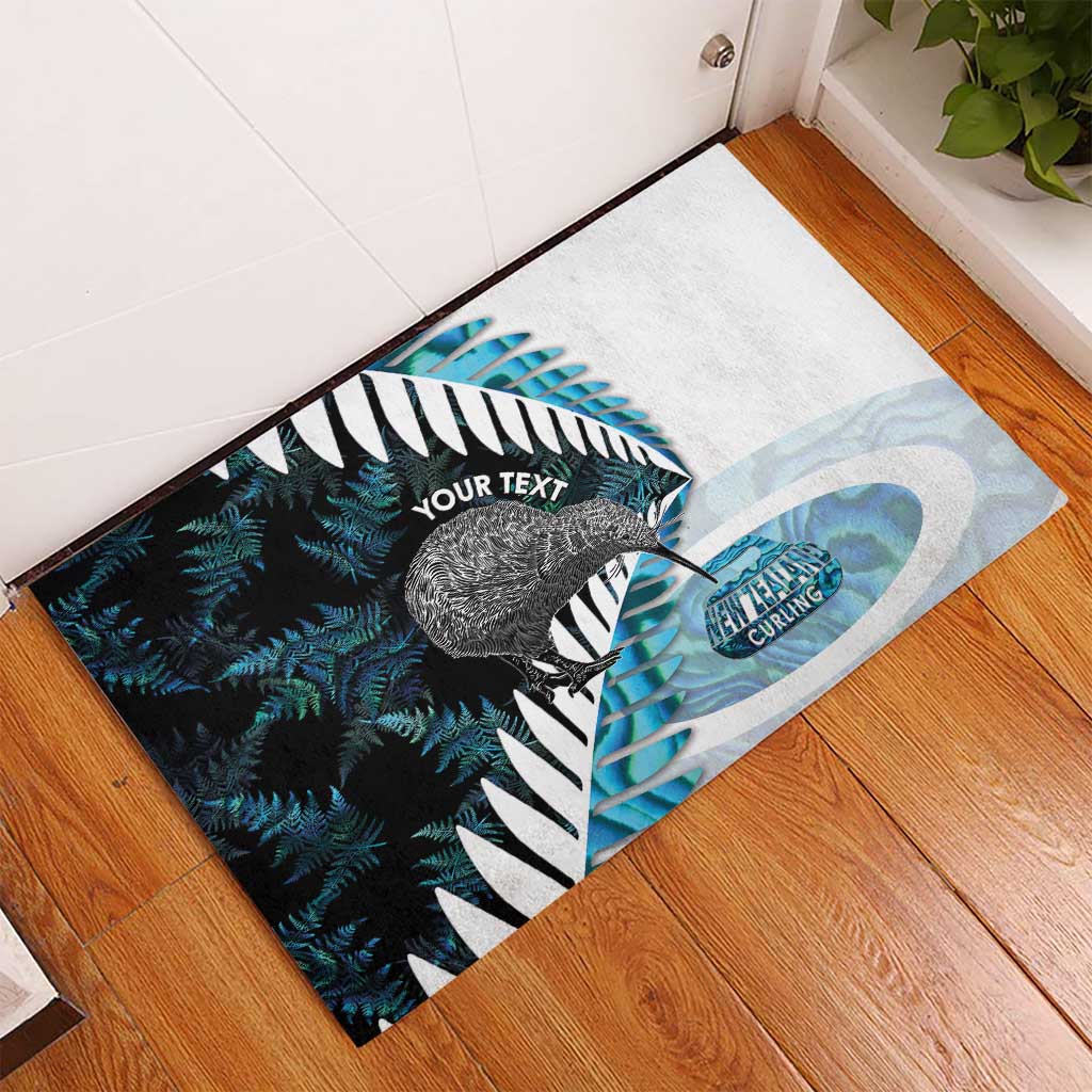 New Zealand Silver Fern Curling Personalised Rubber Doormat Aotearoa Kiwi Ponga Paua Shell Version - Aussie Hoodie