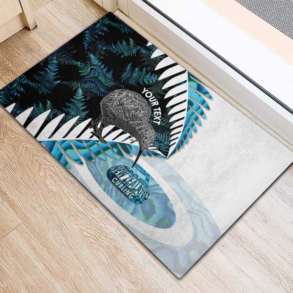 New Zealand Silver Fern Curling Personalised Rubber Doormat Aotearoa Kiwi Ponga Paua Shell Version - Aussie Hoodie