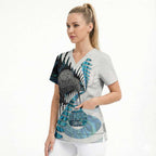 New Zealand Silver Fern Curling Personalised Scrub Top Aotearoa Kiwi Ponga Paua Shell Version - Aussie Hoodie