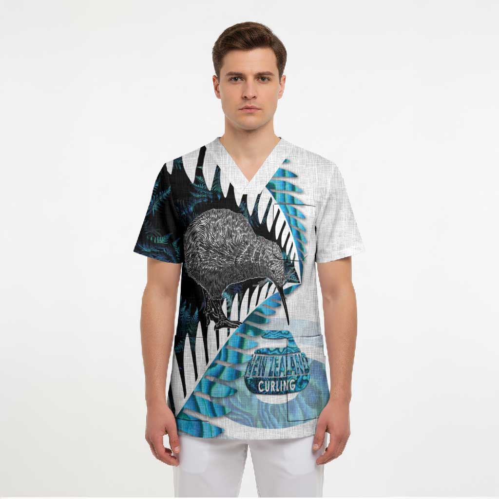 New Zealand Silver Fern Curling Personalised Scrub Top Aotearoa Kiwi Ponga Paua Shell Version - Aussie Hoodie
