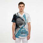 New Zealand Silver Fern Curling Personalised Scrub Top Aotearoa Kiwi Ponga Paua Shell Version - Aussie Hoodie
