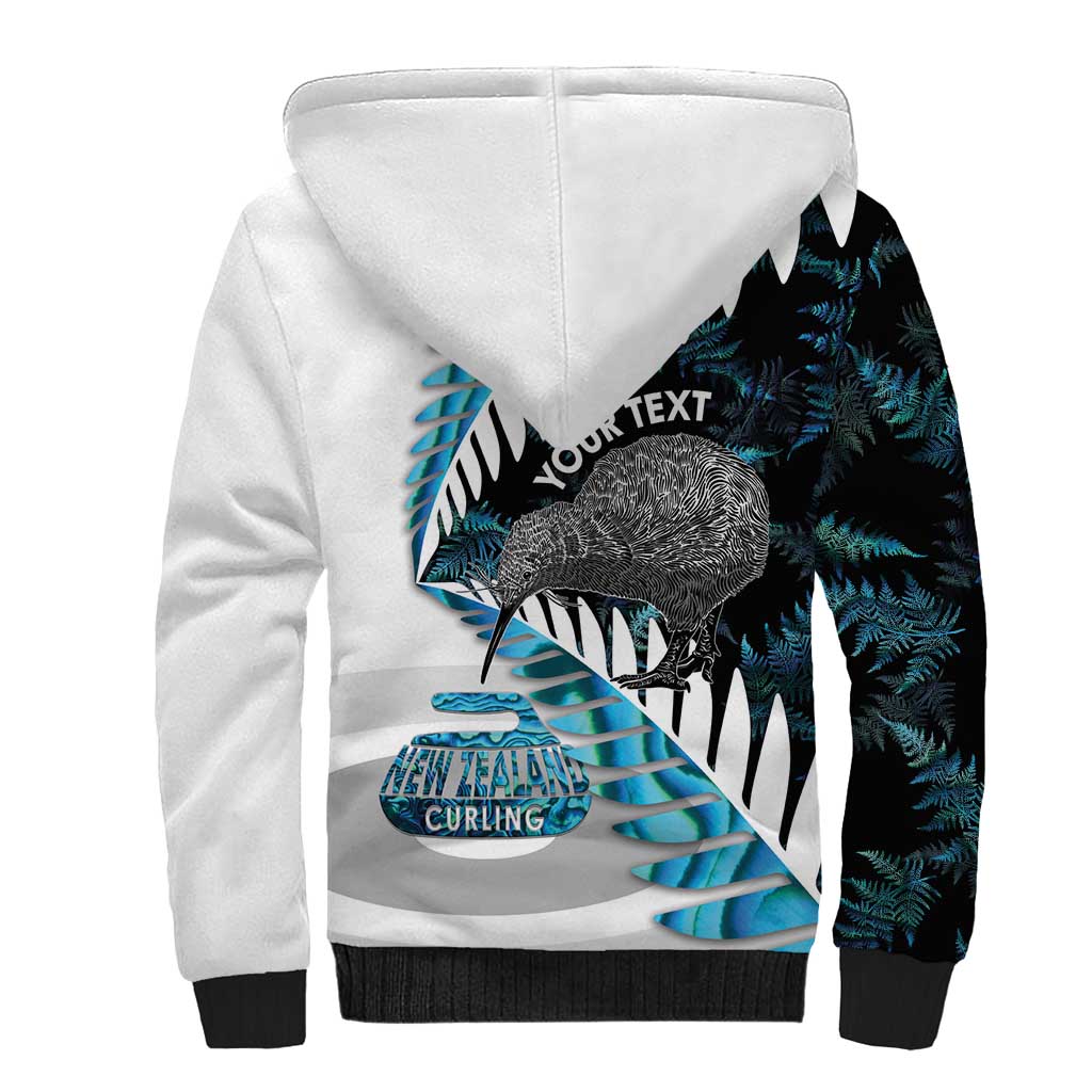 New Zealand Silver Fern Curling Personalised Sherpa Hoodie Aotearoa Kiwi Ponga Paua Shell Version - Aussie Hoodie