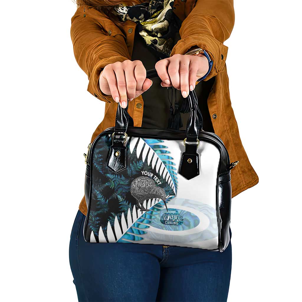New Zealand Silver Fern Curling Personalised Shoulder Handbag Aotearoa Kiwi Ponga Paua Shell Version - Aussie Hoodie