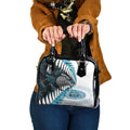 New Zealand Silver Fern Curling Personalised Shoulder Handbag Aotearoa Kiwi Ponga Paua Shell Version - Aussie Hoodie