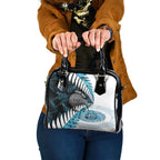 New Zealand Silver Fern Curling Personalised Shoulder Handbag Aotearoa Kiwi Ponga Paua Shell Version - Aussie Hoodie