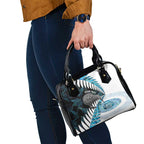 New Zealand Silver Fern Curling Personalised Shoulder Handbag Aotearoa Kiwi Ponga Paua Shell Version - Aussie Hoodie