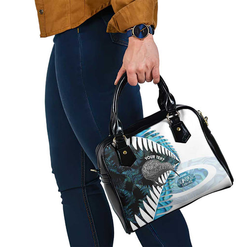 New Zealand Silver Fern Curling Personalised Shoulder Handbag Aotearoa Kiwi Ponga Paua Shell Version - Aussie Hoodie