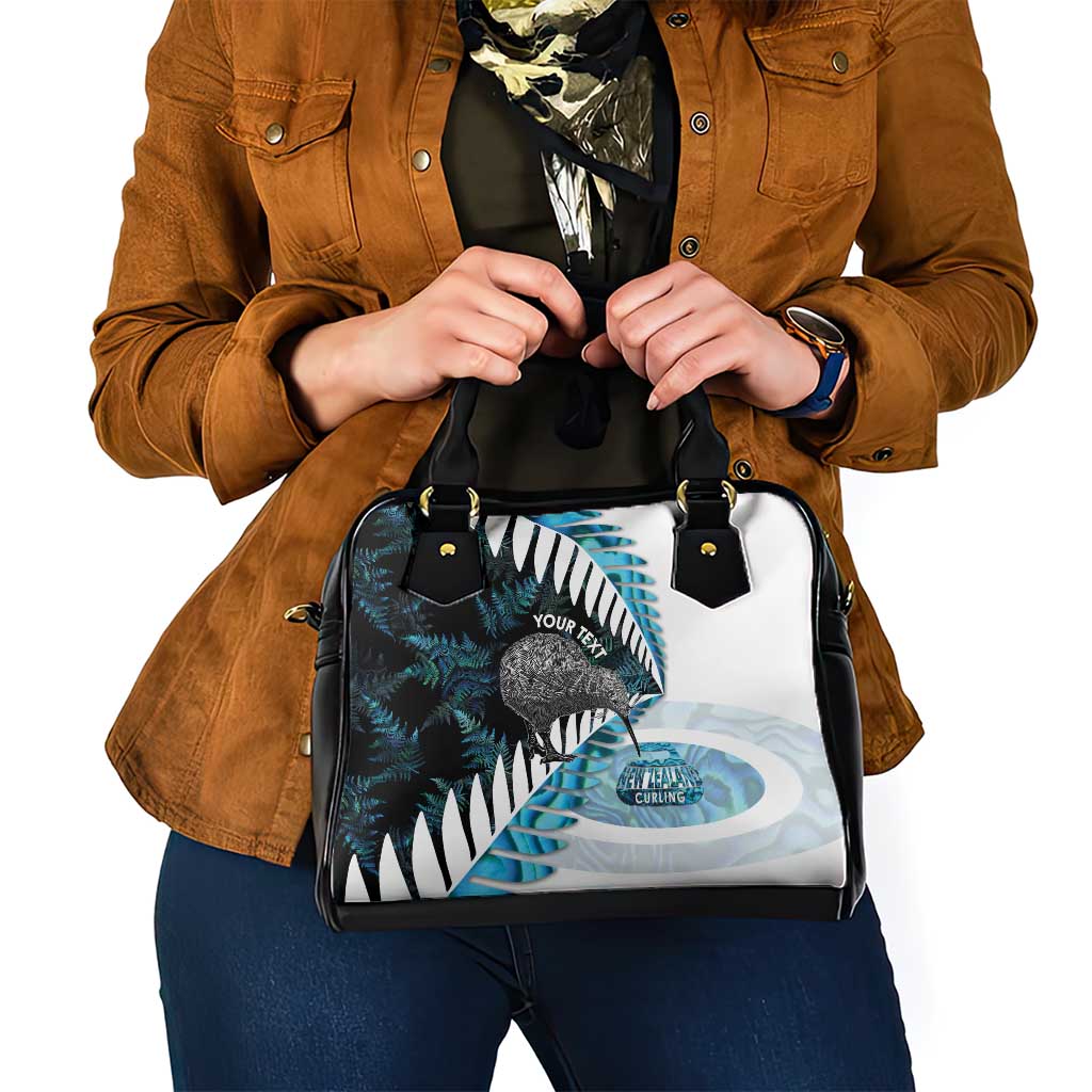 New Zealand Silver Fern Curling Personalised Shoulder Handbag Aotearoa Kiwi Ponga Paua Shell Version - Aussie Hoodie