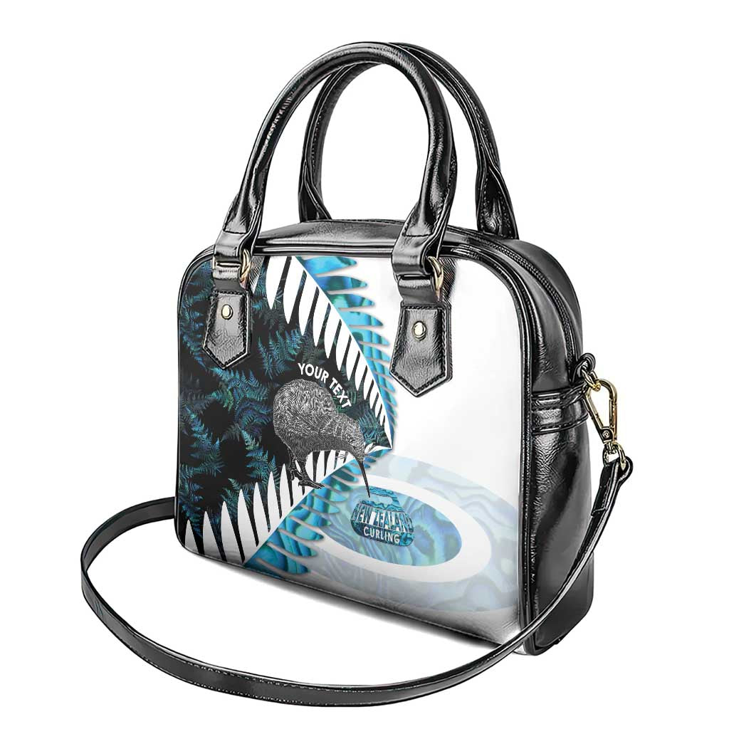 New Zealand Silver Fern Curling Personalised Shoulder Handbag Aotearoa Kiwi Ponga Paua Shell Version - Aussie Hoodie