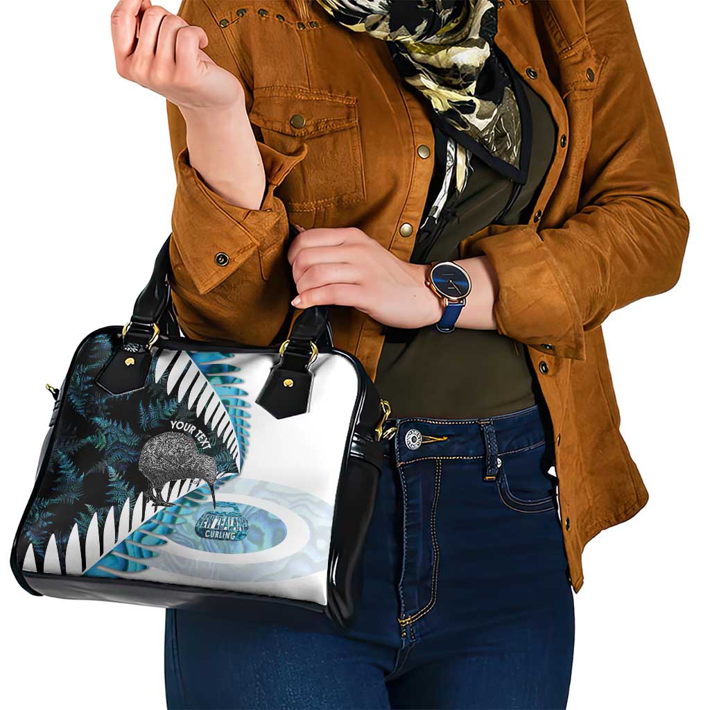 New Zealand Silver Fern Curling Personalised Shoulder Handbag Aotearoa Kiwi Ponga Paua Shell Version - Aussie Hoodie
