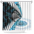 New Zealand Silver Fern Curling Personalised Shower Curtain Aotearoa Kiwi Ponga Paua Shell Version - Aussie Hoodie