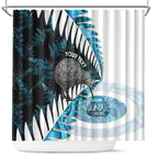 New Zealand Silver Fern Curling Personalised Shower Curtain Aotearoa Kiwi Ponga Paua Shell Version - Aussie Hoodie