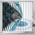 New Zealand Silver Fern Curling Personalised Shower Curtain Aotearoa Kiwi Ponga Paua Shell Version - Aussie Hoodie