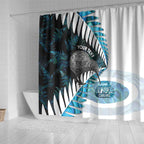 New Zealand Silver Fern Curling Personalised Shower Curtain Aotearoa Kiwi Ponga Paua Shell Version - Aussie Hoodie