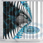 New Zealand Silver Fern Curling Personalised Shower Curtain Aotearoa Kiwi Ponga Paua Shell Version - Aussie Hoodie