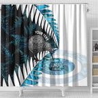 New Zealand Silver Fern Curling Personalised Shower Curtain Aotearoa Kiwi Ponga Paua Shell Version - Aussie Hoodie