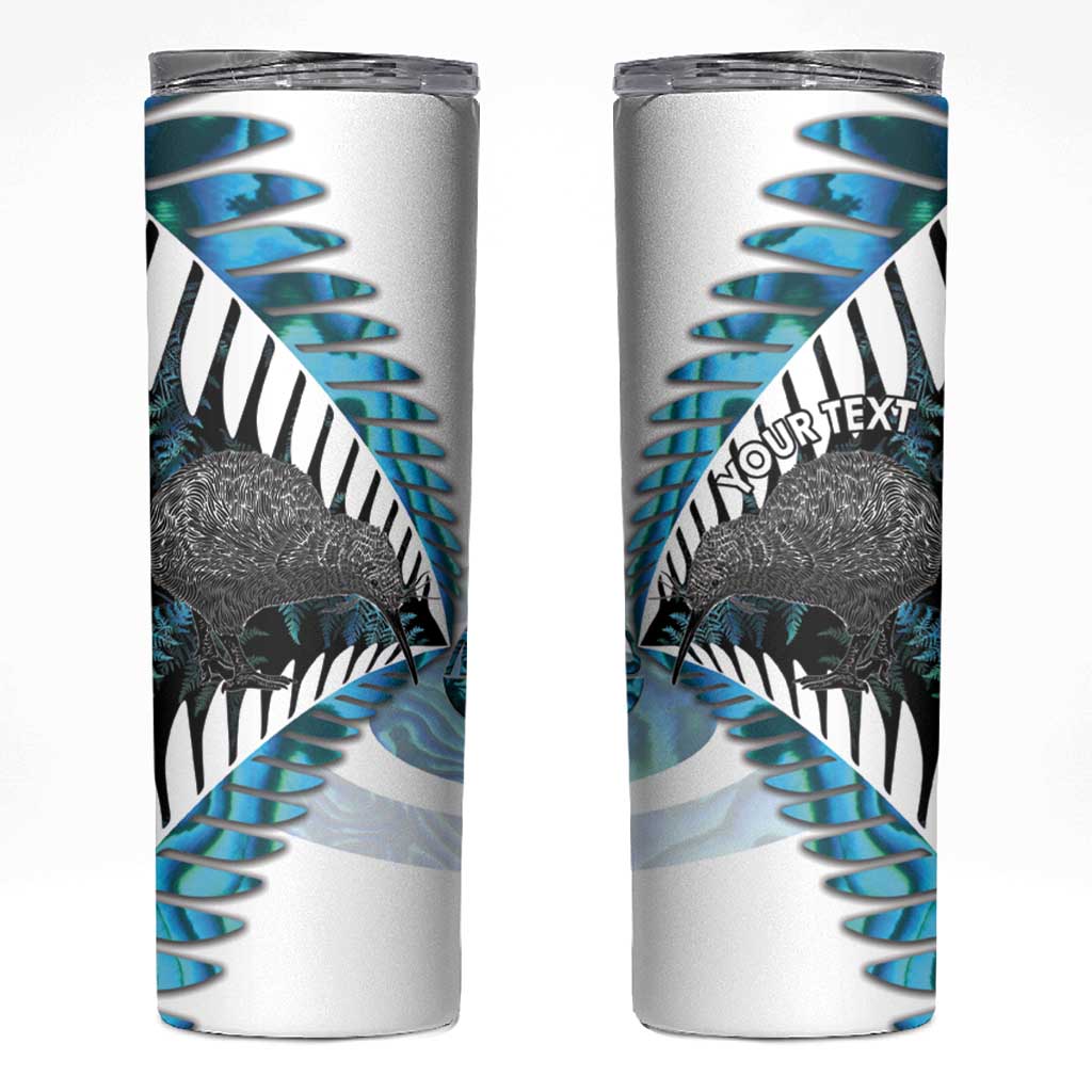 New Zealand Silver Fern Curling Personalised Skinny Tumbler Aotearoa Kiwi Ponga Paua Shell Version - Aussie Hoodie