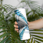 New Zealand Silver Fern Curling Personalised Skinny Tumbler Aotearoa Kiwi Ponga Paua Shell Version - Aussie Hoodie