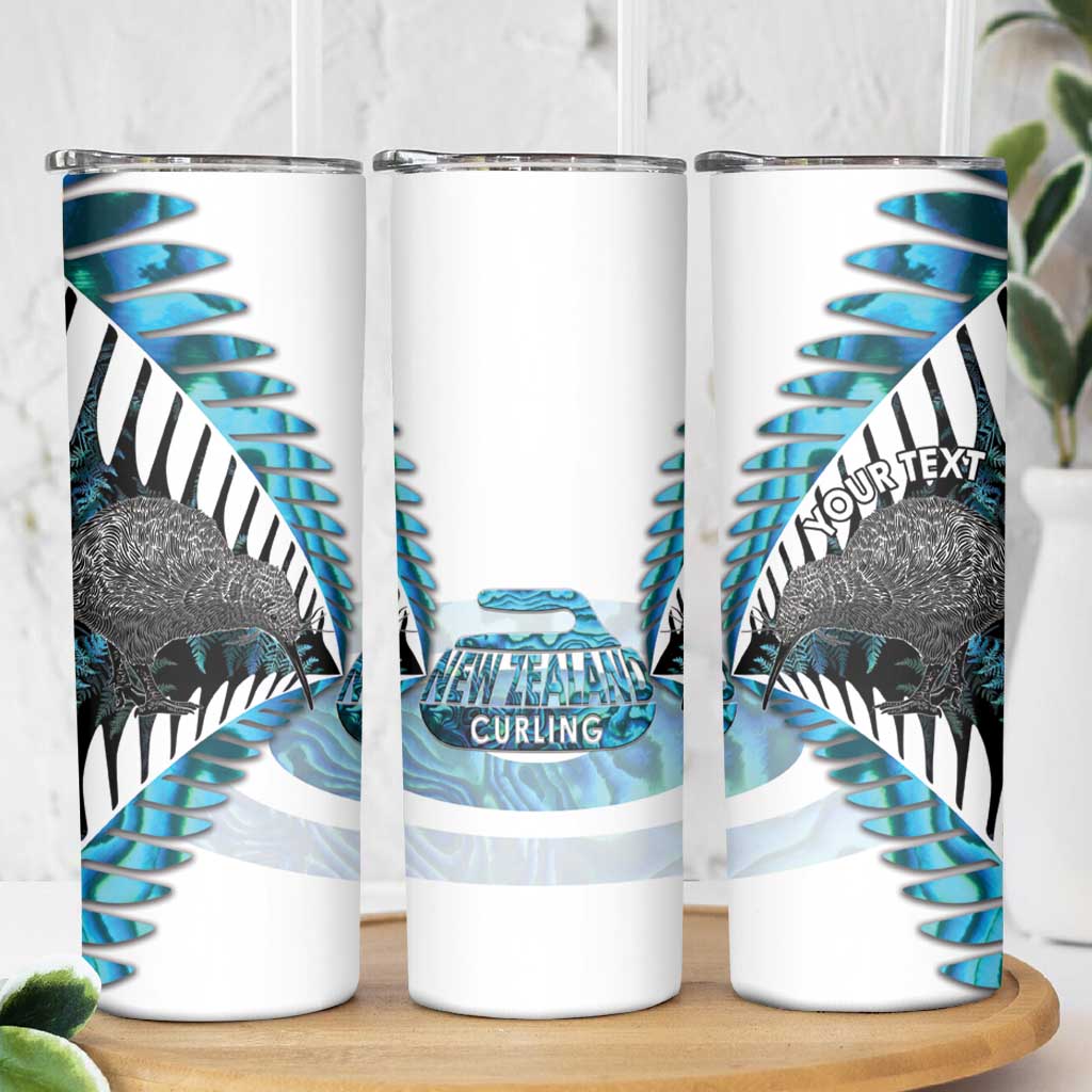 New Zealand Silver Fern Curling Personalised Skinny Tumbler Aotearoa Kiwi Ponga Paua Shell Version - Aussie Hoodie