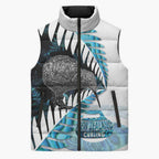 New Zealand Silver Fern Curling Personalised Sleeveless Puffer Jacket Aotearoa Kiwi Ponga Paua Shell Version - Aussie Hoodie