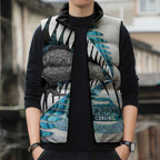 New Zealand Silver Fern Curling Personalised Sleeveless Puffer Jacket Aotearoa Kiwi Ponga Paua Shell Version - Aussie Hoodie