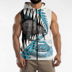 New Zealand Silver Fern Curling Personalised Sleeveless Zip Hoodie Aotearoa Kiwi Ponga Paua Shell Version - Aussie Hoodie