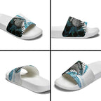 New Zealand Silver Fern Curling Personalised Slide Sandals Aotearoa Kiwi Ponga Paua Shell Version - Aussie Hoodie