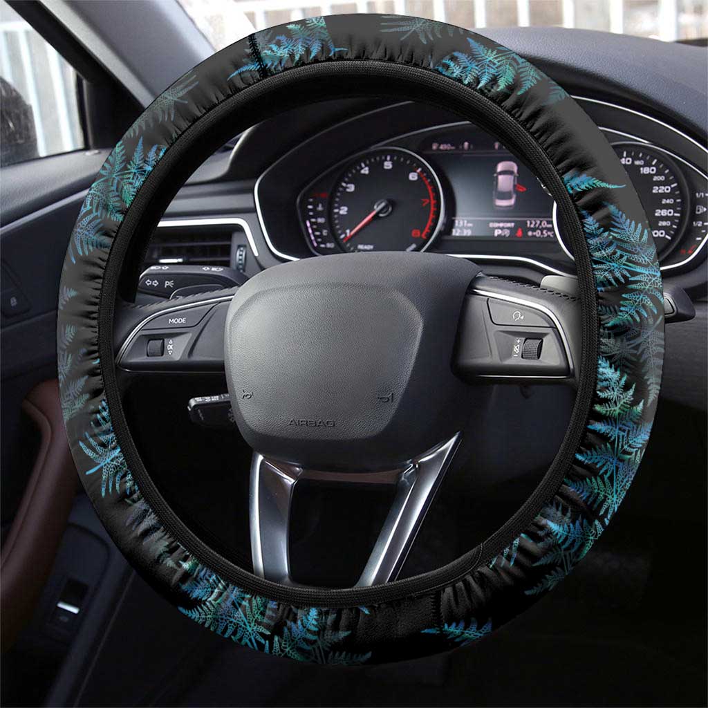 New Zealand Silver Fern Curling Steering Wheel Cover Aotearoa Kiwi Ponga Paua Shell Version - Aussie Hoodie