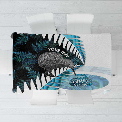 New Zealand Silver Fern Curling Personalised Tablecloth Aotearoa Kiwi Ponga Paua Shell Version - Aussie Hoodie