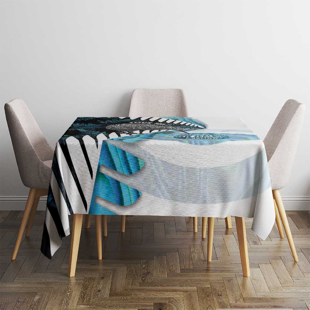 New Zealand Silver Fern Curling Personalised Tablecloth Aotearoa Kiwi Ponga Paua Shell Version - Aussie Hoodie