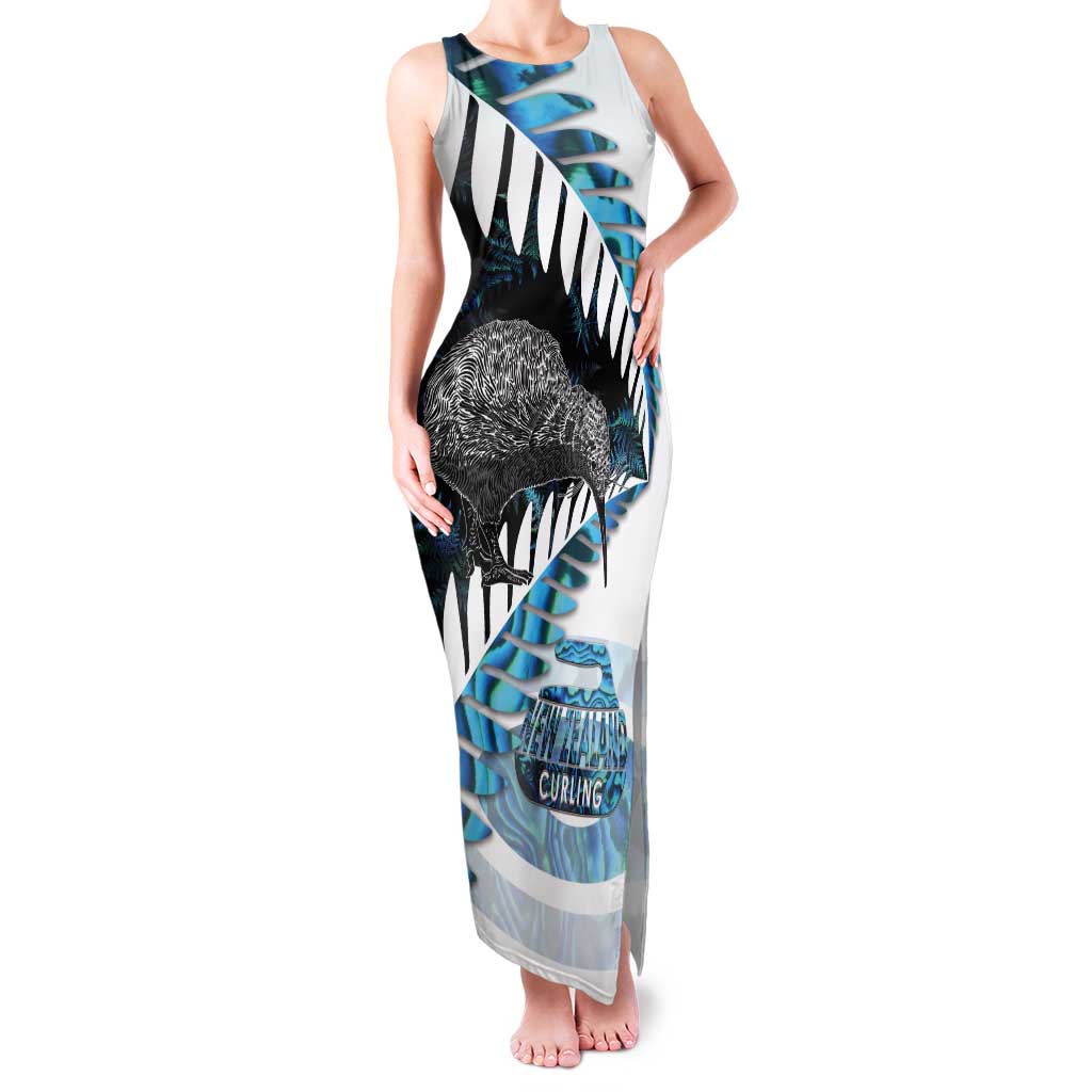 New Zealand Silver Fern Curling Personalised Tank Maxi Dress Aotearoa Kiwi Ponga Paua Shell Version - Aussie Hoodie
