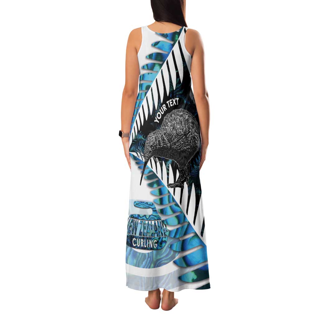 New Zealand Silver Fern Curling Personalised Tank Maxi Dress Aotearoa Kiwi Ponga Paua Shell Version - Aussie Hoodie