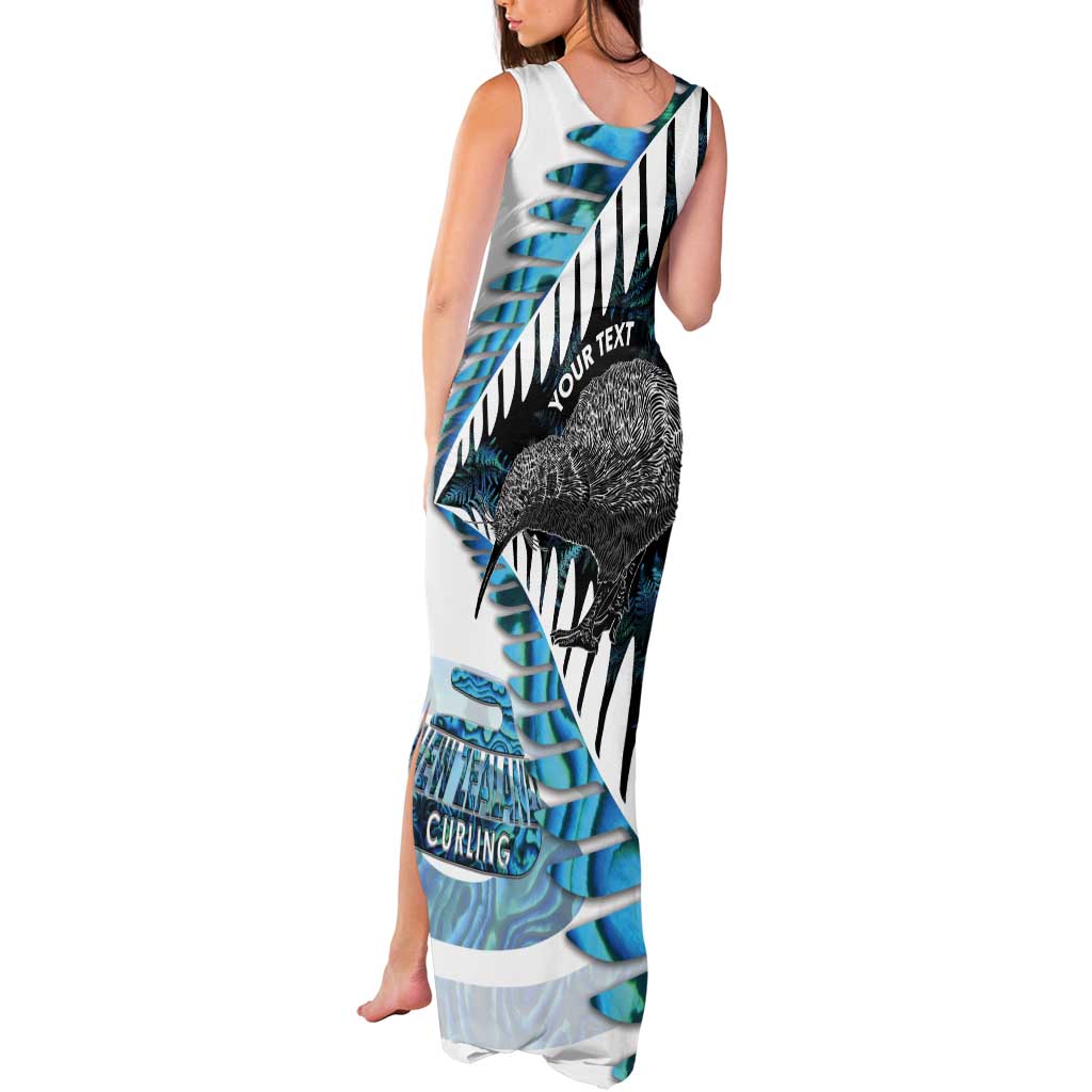 New Zealand Silver Fern Curling Personalised Tank Maxi Dress Aotearoa Kiwi Ponga Paua Shell Version - Aussie Hoodie
