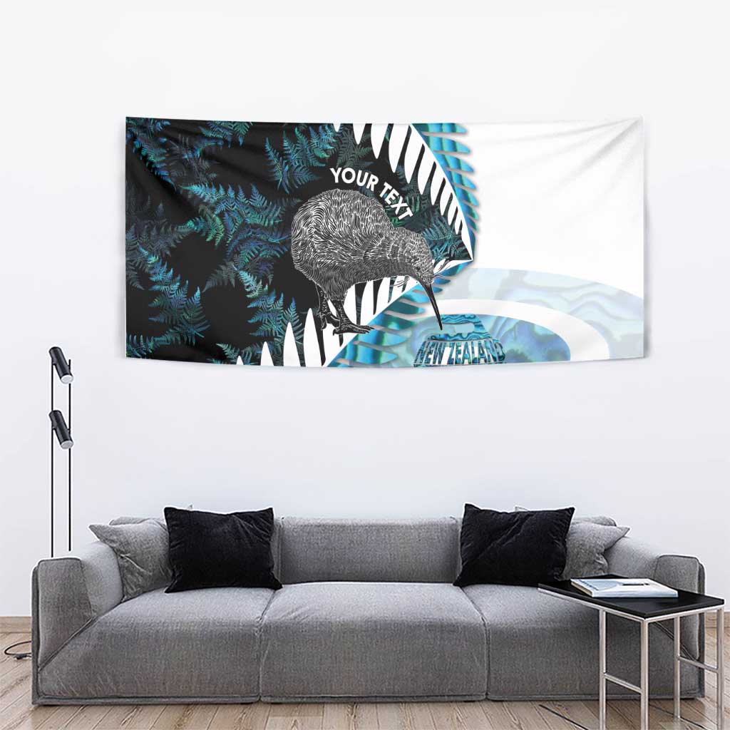 New Zealand Silver Fern Curling Personalised Tapestry Aotearoa Kiwi Ponga Paua Shell Version - Aussie Hoodie