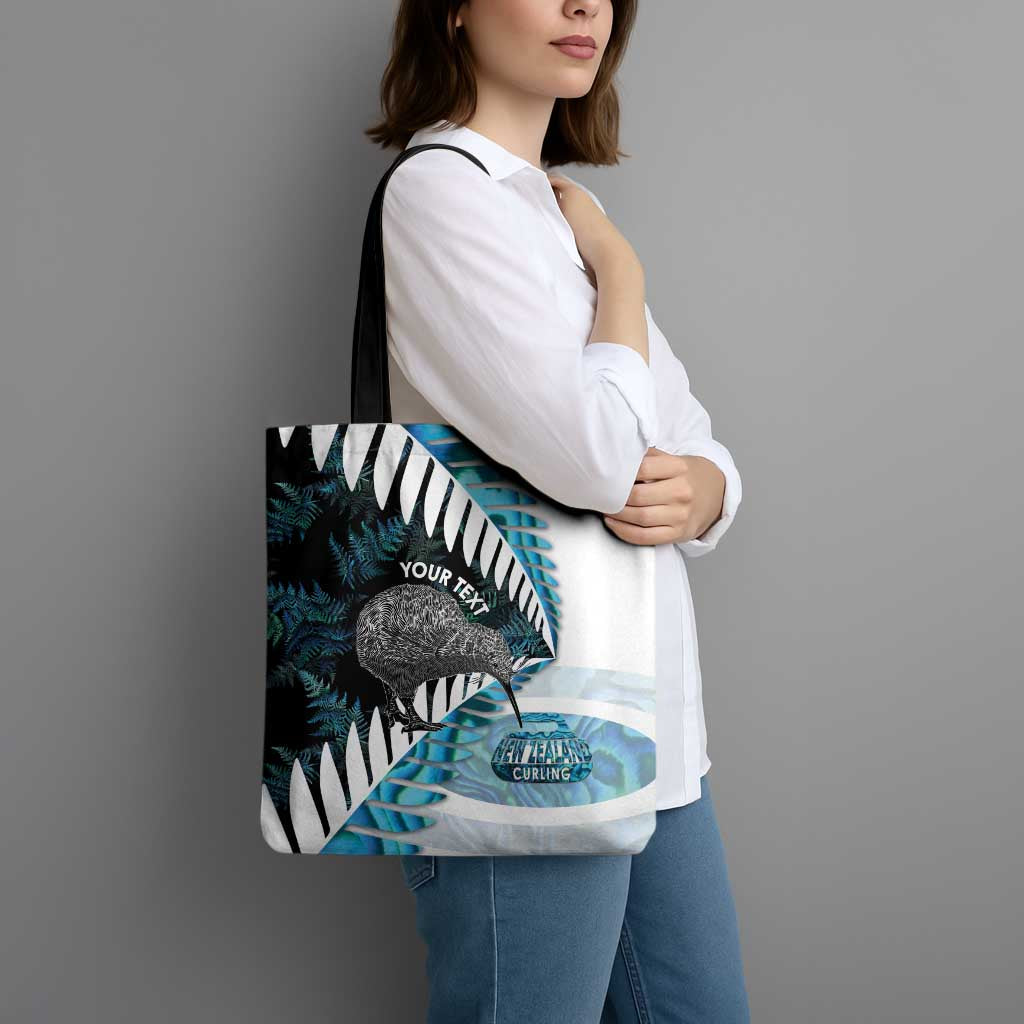 New Zealand Silver Fern Curling Personalised Tote Bag Aotearoa Kiwi Ponga Paua Shell Version - Aussie Hoodie