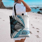 New Zealand Silver Fern Curling Personalised Tote Bag Aotearoa Kiwi Ponga Paua Shell Version - Aussie Hoodie
