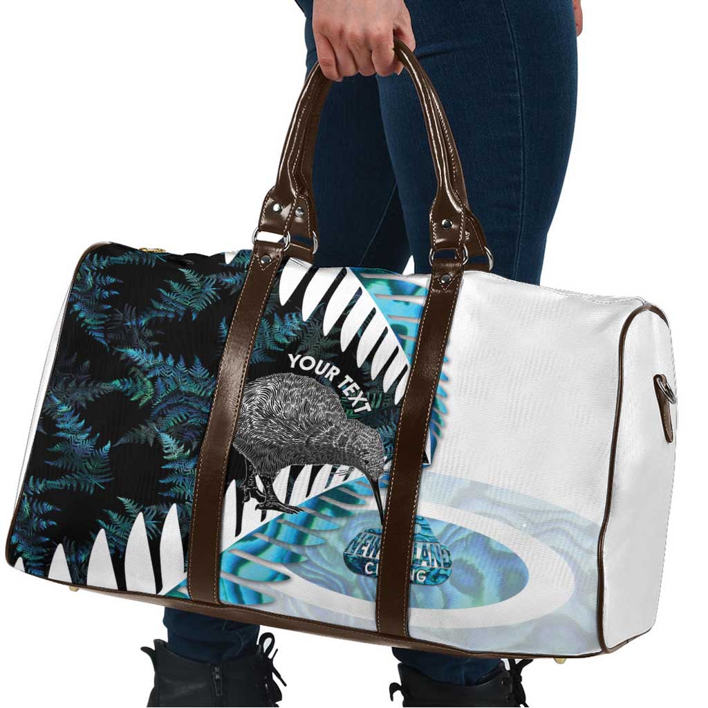 New Zealand Silver Fern Curling Personalised Travel Bag Aotearoa Kiwi Ponga Paua Shell Version - Aussie Hoodie