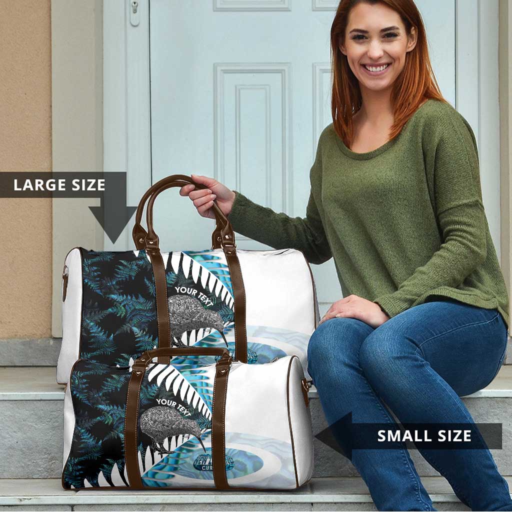 New Zealand Silver Fern Curling Personalised Travel Bag Aotearoa Kiwi Ponga Paua Shell Version - Aussie Hoodie