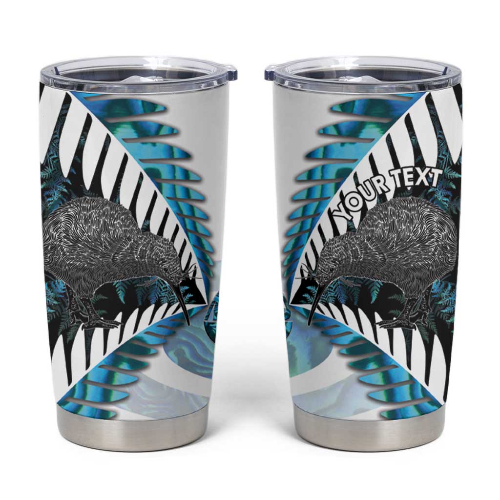 New Zealand Silver Fern Curling Personalised Tumbler Cup Aotearoa Kiwi Ponga Paua Shell Version - Aussie Hoodie