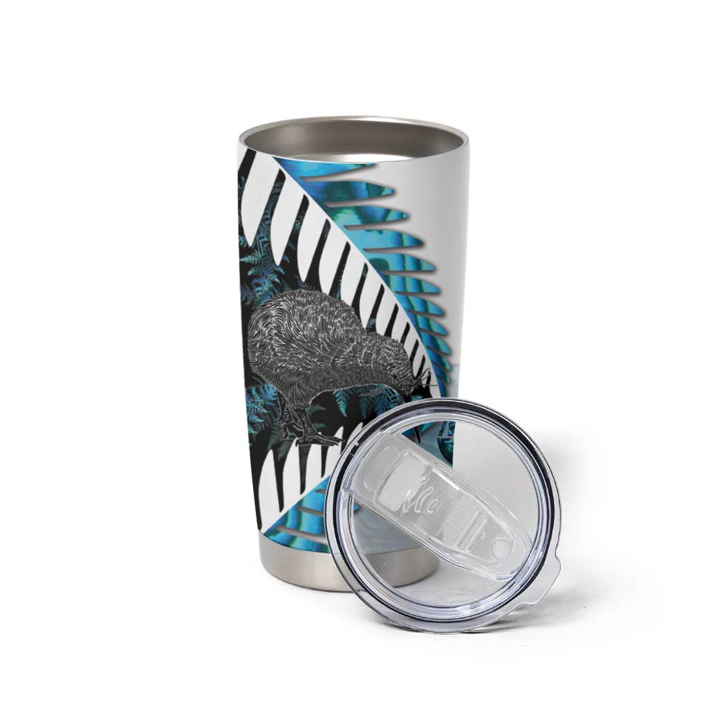 New Zealand Silver Fern Curling Personalised Tumbler Cup Aotearoa Kiwi Ponga Paua Shell Version - Aussie Hoodie