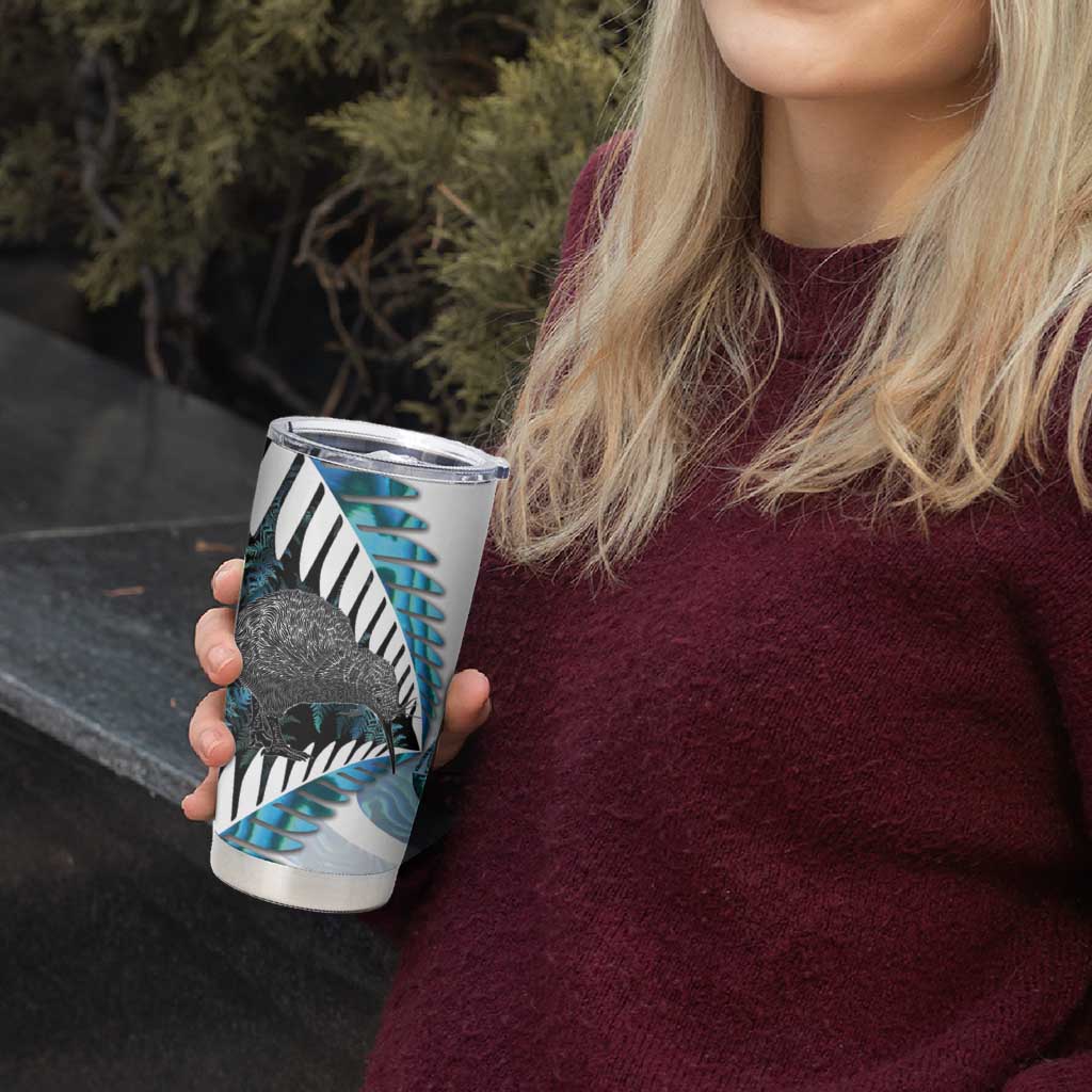 New Zealand Silver Fern Curling Personalised Tumbler Cup Aotearoa Kiwi Ponga Paua Shell Version - Aussie Hoodie