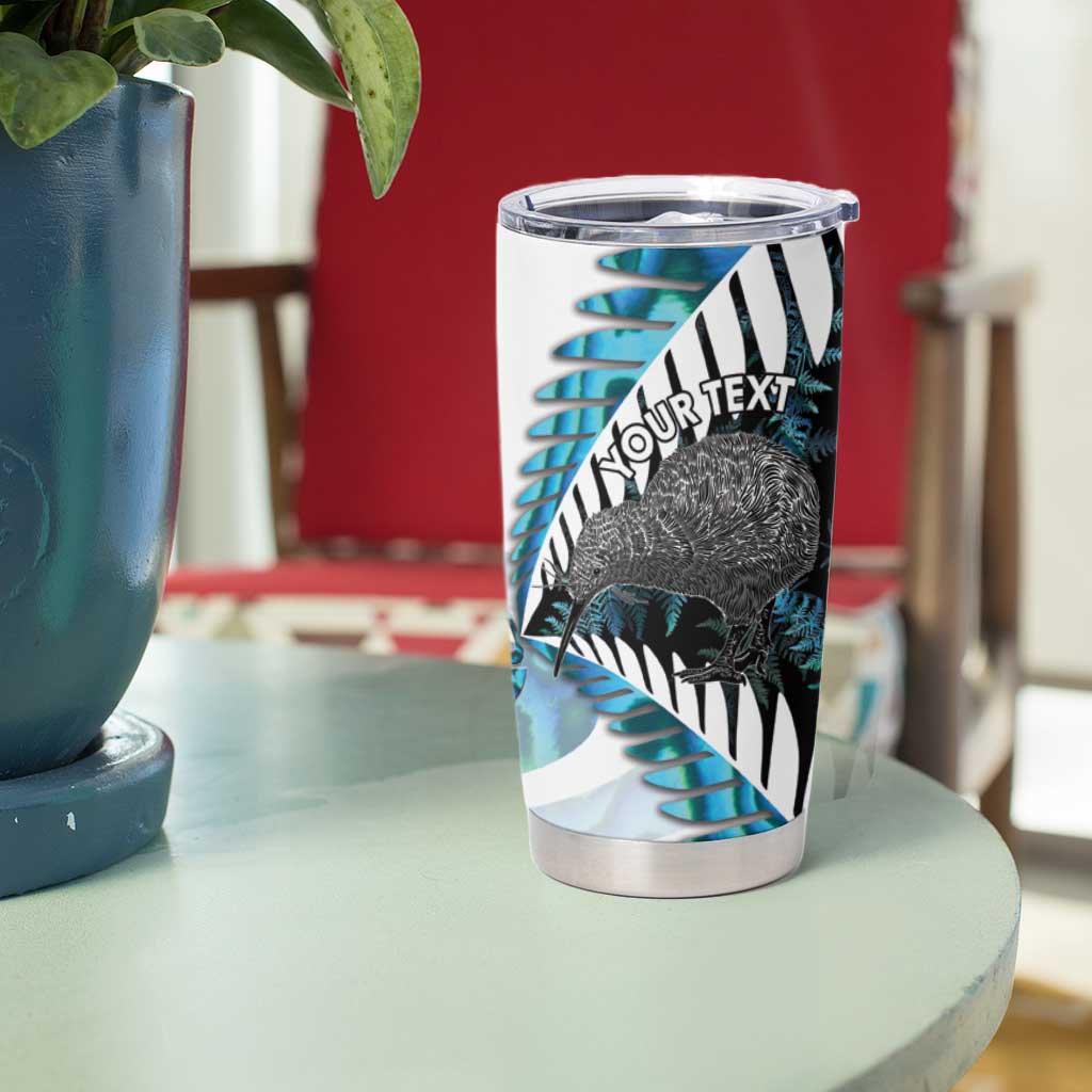 New Zealand Silver Fern Curling Personalised Tumbler Cup Aotearoa Kiwi Ponga Paua Shell Version - Aussie Hoodie