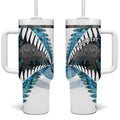 New Zealand Silver Fern Curling Personalised Tumbler With Handle Aotearoa Kiwi Ponga Paua Shell Version - Aussie Hoodie