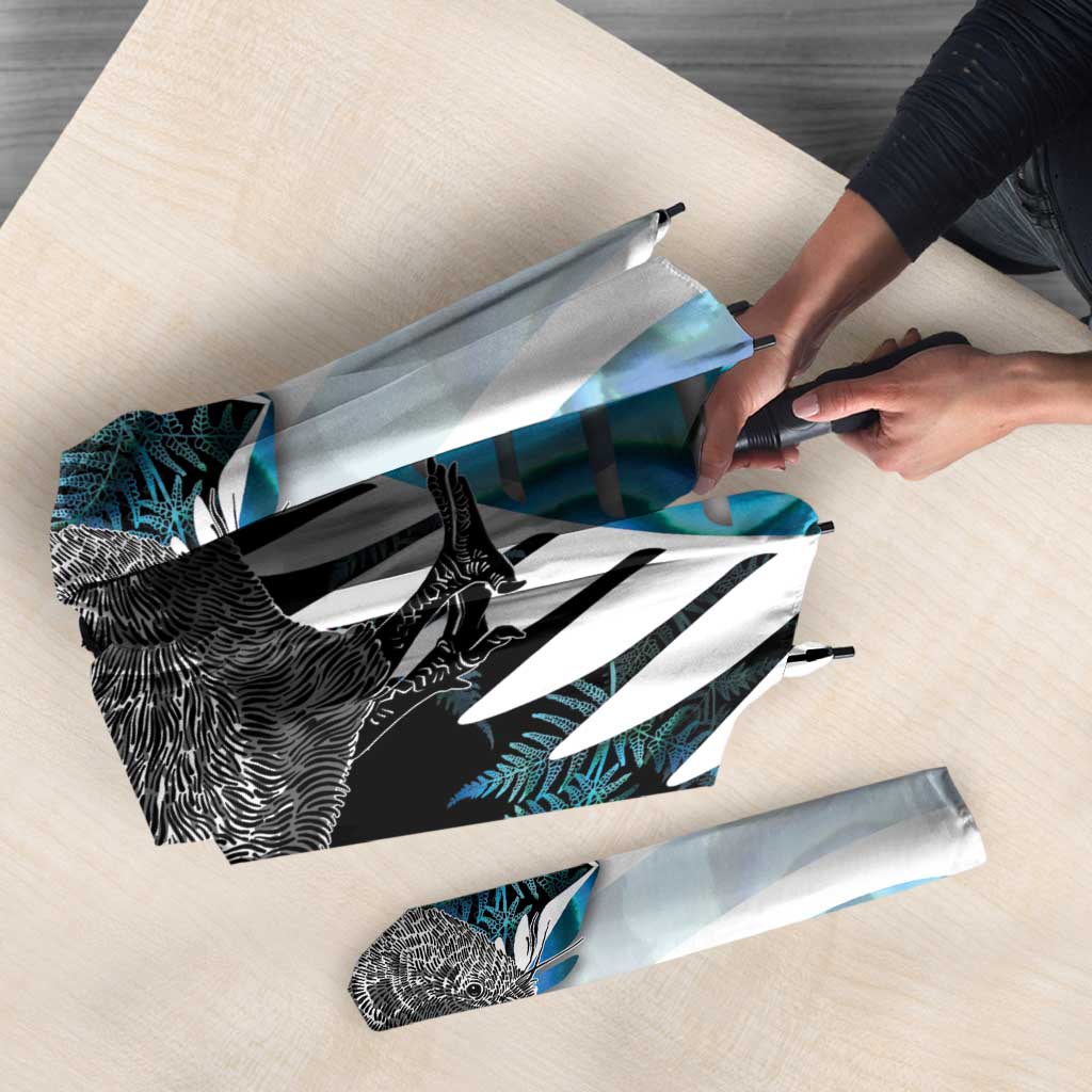 New Zealand Silver Fern Curling Personalised Umbrella Aotearoa Kiwi Ponga Paua Shell Version - Aussie Hoodie
