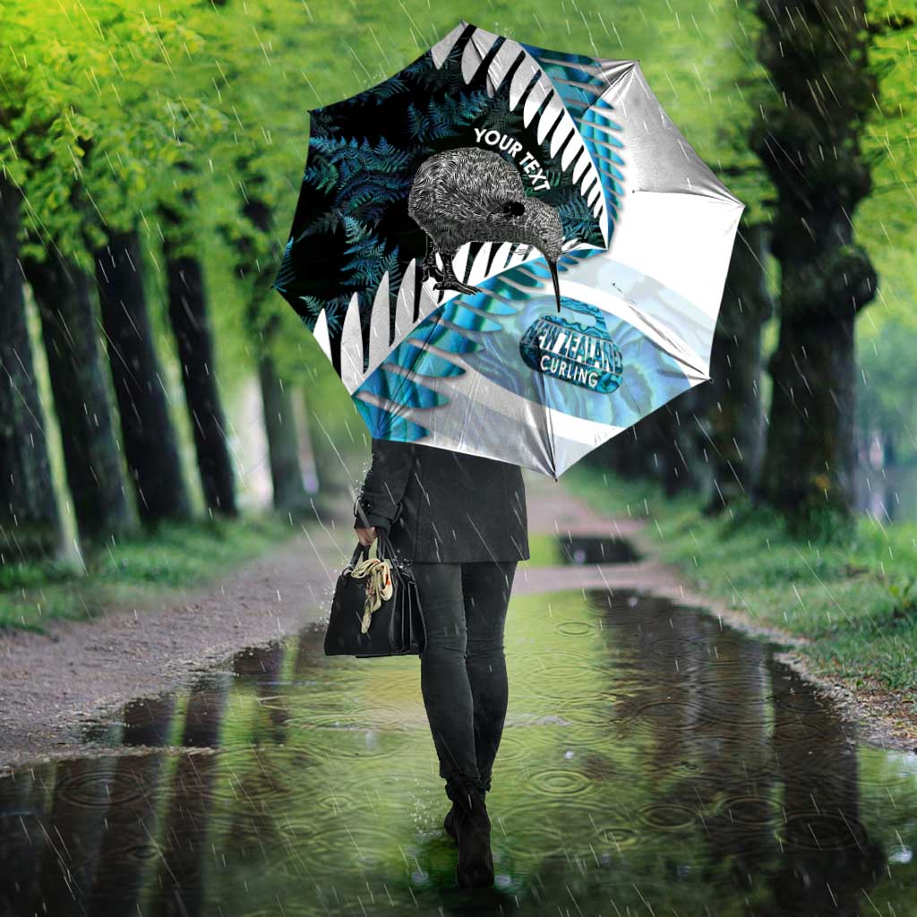 New Zealand Silver Fern Curling Personalised Umbrella Aotearoa Kiwi Ponga Paua Shell Version - Aussie Hoodie