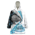 New Zealand Silver Fern Curling Personalised Wearable Blanket Hoodie Aotearoa Kiwi Ponga Paua Shell Version - Aussie Hoodie