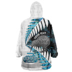 New Zealand Silver Fern Curling Personalised Wearable Blanket Hoodie Aotearoa Kiwi Ponga Paua Shell Version - Aussie Hoodie