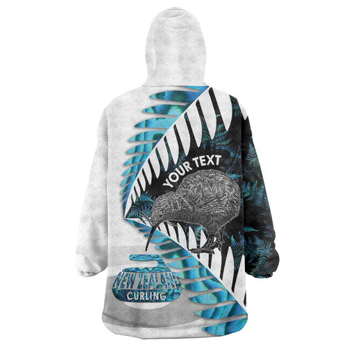 New Zealand Silver Fern Curling Personalised Wearable Blanket Hoodie Aotearoa Kiwi Ponga Paua Shell Version - Aussie Hoodie