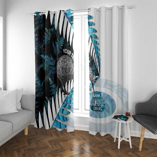 New Zealand Silver Fern Curling Personalised Window Curtain Aotearoa Kiwi Ponga Paua Shell Version - Aussie Hoodie
