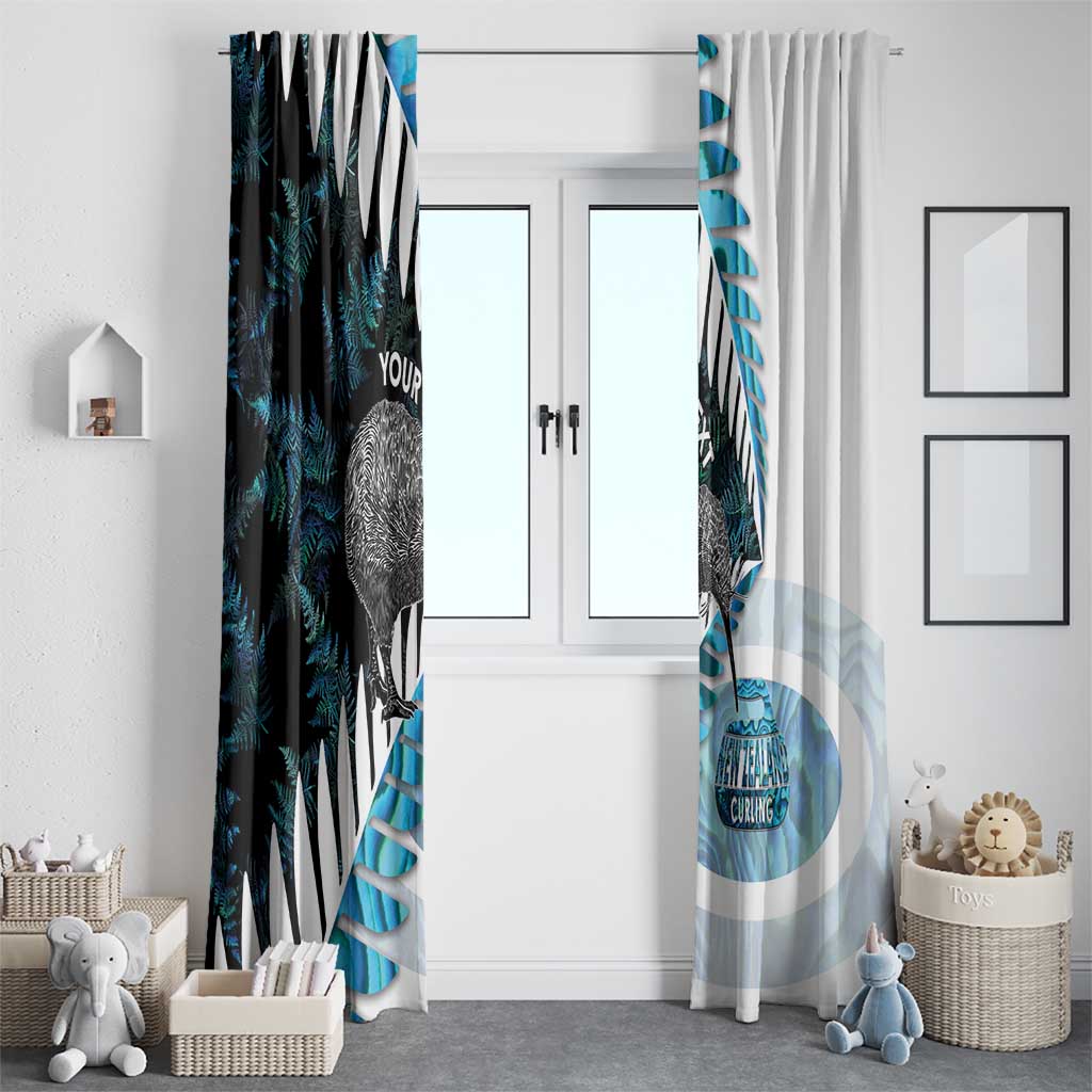 New Zealand Silver Fern Curling Personalised Window Curtain Aotearoa Kiwi Ponga Paua Shell Version - Aussie Hoodie